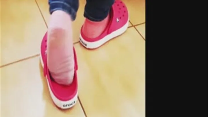 Pink socks in the kitchen