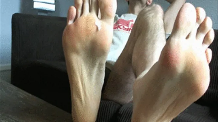 Big Male Soles and Toe Scrunching On Couch