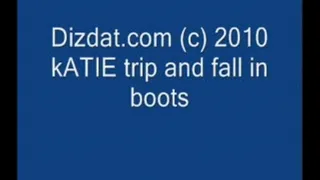 Katie trips and falls in boots