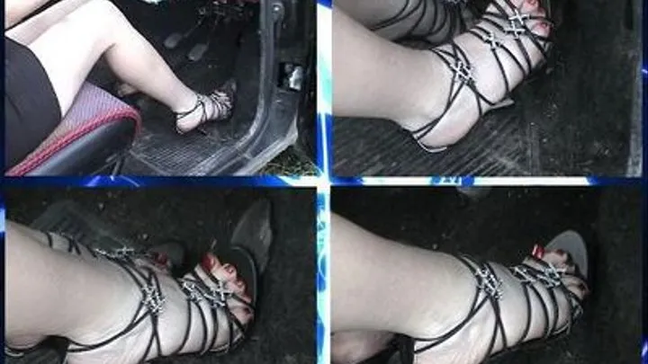 Hard Revving in Strappy High Heels