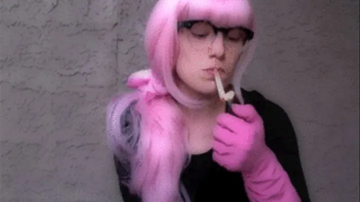 Cutie Smoking in Rubber Gloves