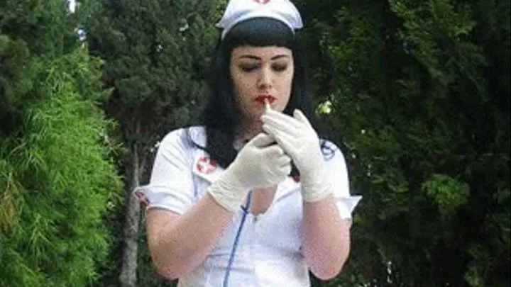 sexy nurse smokes three cigarettes