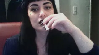 smoking with black lipstick