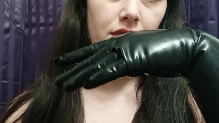 Miss Purrrfect shines her latex rubber gloves