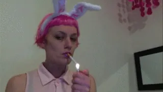 little pink bunnygirl smoking