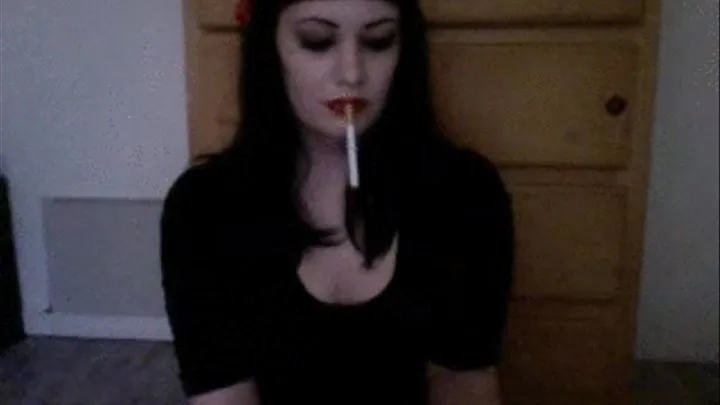 sexy gothic girl smoking