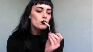 goth look smoking outside!