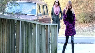 Cassandra Laine & Crystal Catatonic at Park Bridge on Cold Day