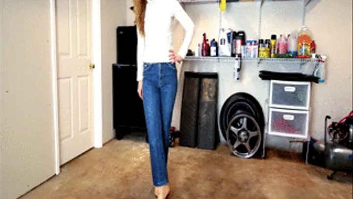 Cassandra Vintage Jeans & Boots Clicking Heels in Garage