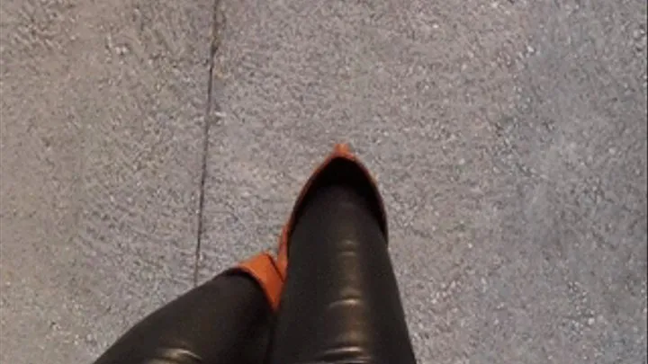 Kate Leather Pants & OTK Boot Tease in the Car