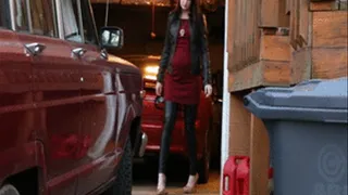 Paige Erin Turner Checking the Mail in Leather Leggings & Pregnant