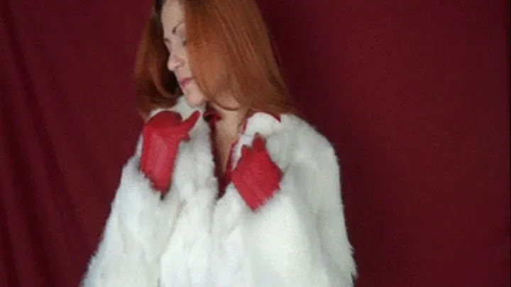 Vivian Ireene Pierce Wearing White Fur, Leather Gloves and Leggings