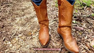 Vivian Ireene Pierce Waiting for a Ride in Her Brown Leather Cowgirl Boots