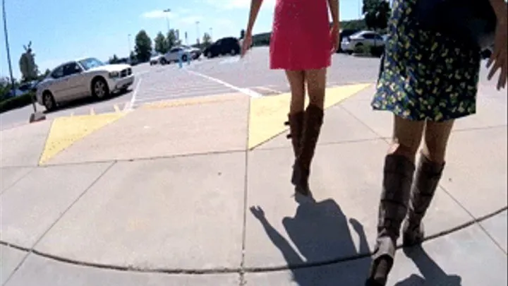 Brooke & Jane Domino Walking the Strip in Knee High Boots & Short Dresses