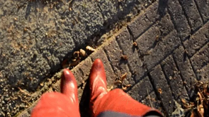 Celeste Crushing Seeds & Leaves in Red Thigh High Boots Over Jeans from her POV