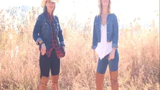 Cassandra & Jane Domino Kicking Up Dust in Their OTK/Thigh High Cowgirl Boots & Cowgirl Hats