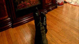 Celeste Warming Up by the Heater in Wedge Boots (Self-filmed)