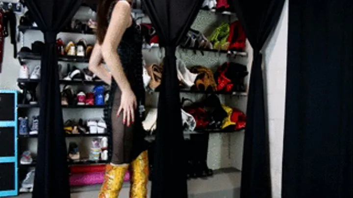 Addie Juniper Yellow Snakeskin OTK Boots & Net Dress Cum Countdown