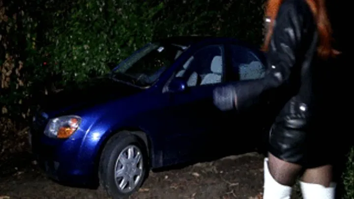 Vivian Ireene Pierce Struggling to Push her Car Out of the Mud in White Thigh High Boots - Custom 0209