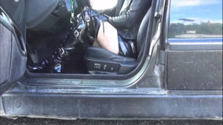 Kate Lingers in Her Car in Shiny Thigh High Boots & Shiny Dress