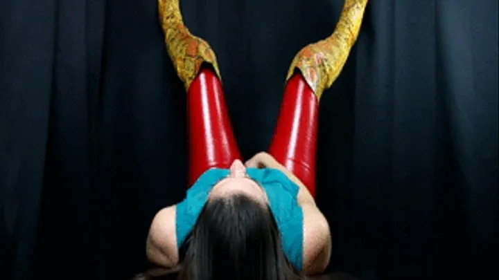 Addie Juniper Getting Off in Shiny Red Pants & Snakeskin Boots