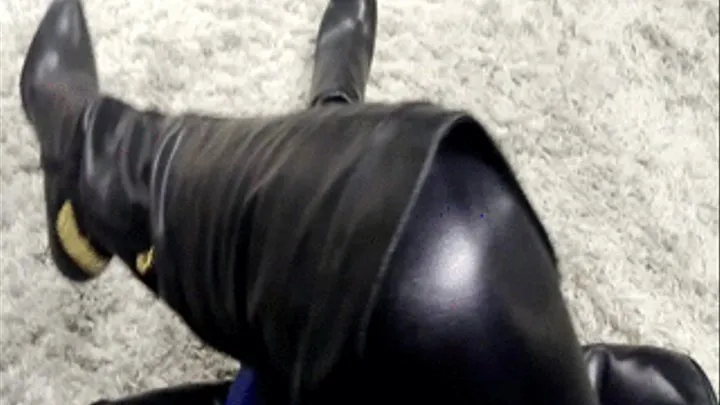 Jane Domino Black & Blue Metallic Leggings, Black Knee High Boots and Shiny Crop Top Outfit (Self-Filmed)