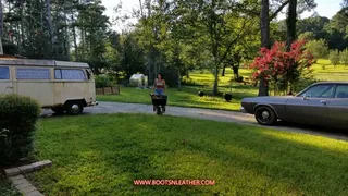 Jane Domino Gardening in Tight Jeans & Tan Leather OTK Boots