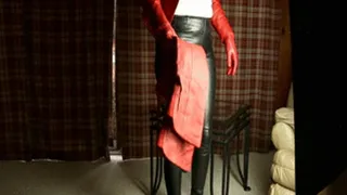 Vivian Ireene Pierce Red Leather Removing Heels & Slipping on Thigh High Boots