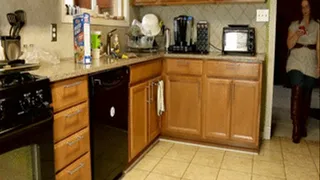 Scarlet Doing Dishes in Brown Over the Knee Boots