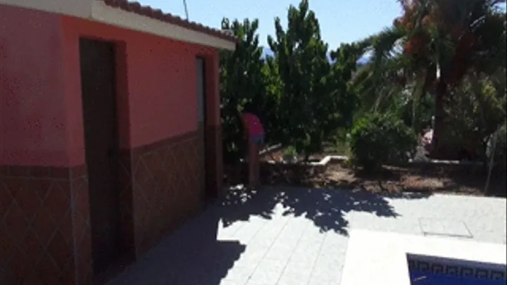 Kate Cleaning the Pool in Tan Cowgirl Boots with Fringe Detailing