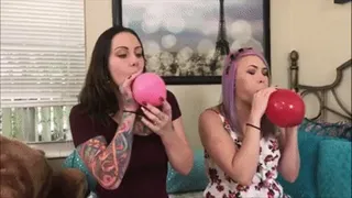 Jaelynn and Olivia Balloon pop race