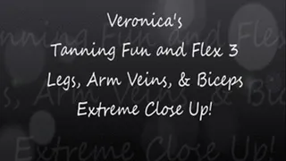 Veronica's Tanning Fun and Flex 3 Extreme Close-up Bicep Flex and ArrmVeins!