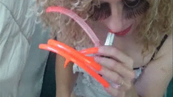 CUM COVERED ORANGE NAILS