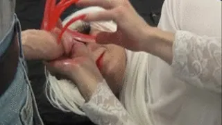 RED NAILS AND WHITE LACE FACIAL