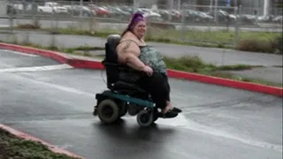 Sinfully Divine SSBBW (over 600 Pounds) - Rolling Around the Parking Lot in a Wheelchair