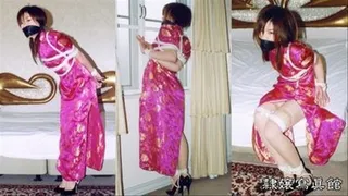 Akiko Aiba - Bound Girl in China Dress - Bound and Stuffedgagged