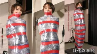 Confinement and Tying - A Noisy Woman - Wrapped and Bound Leaning on a Pillar