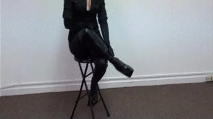 Cyndie Over the Knee, Black Leather, 5 inch Heeled Boots!