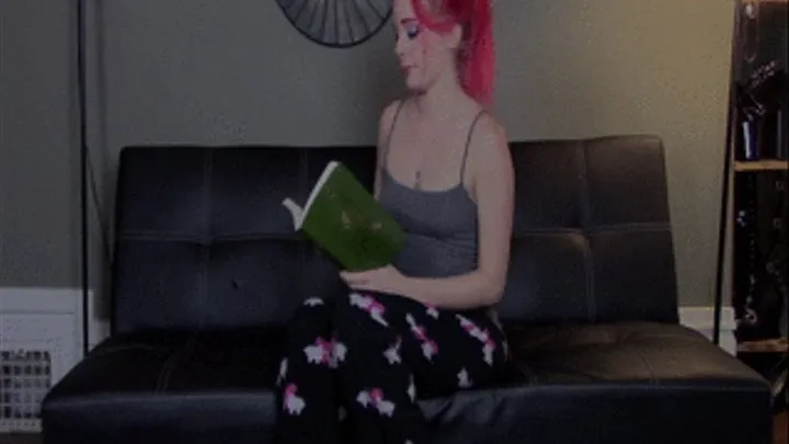 Narcoleptic Girl Reading Book And Her Messy Ponytail Hangs