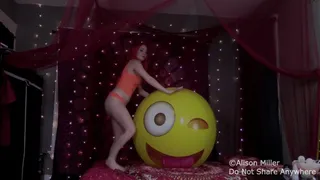 Attempting To Bounce, Roll And Sit On A HUGE 56" Emoji Beach Ball