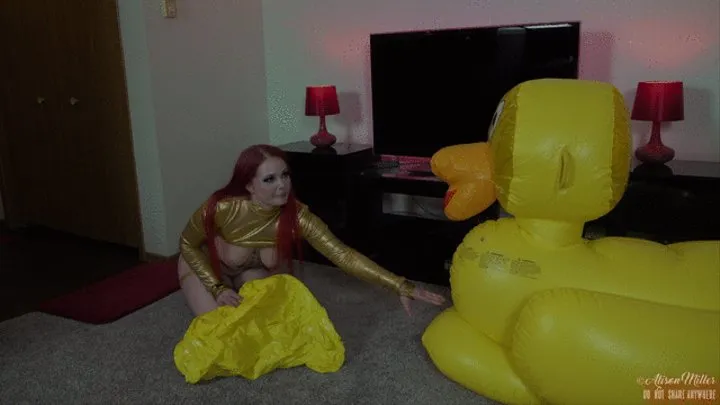 A Puffy-Cheeked Shiny Gold Girl Mouth Inflating DUCK 2