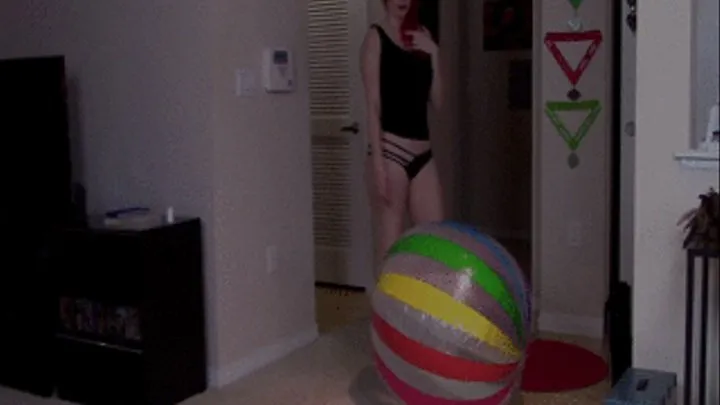 Riding A Large Beach Ball To Orgasm