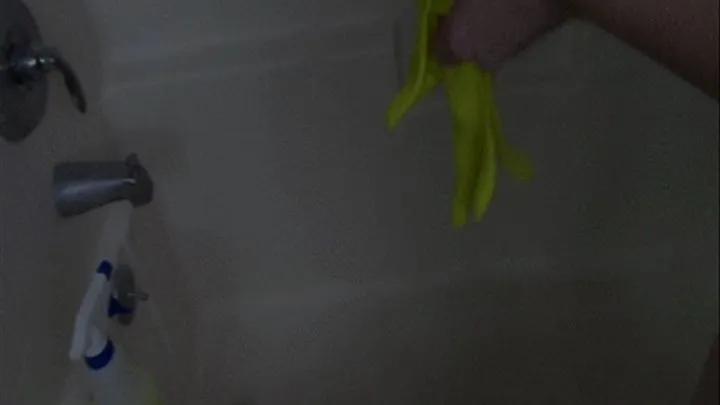 Cleaning My Tub With Rubber Gloves