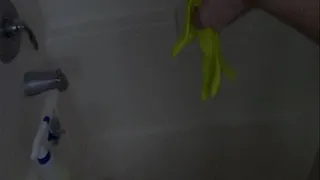 Cleaning My Tub With Rubber Gloves