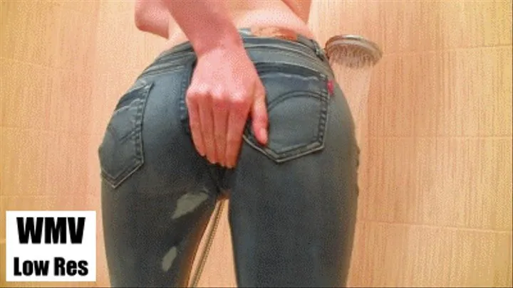 The wet jeans on her ass