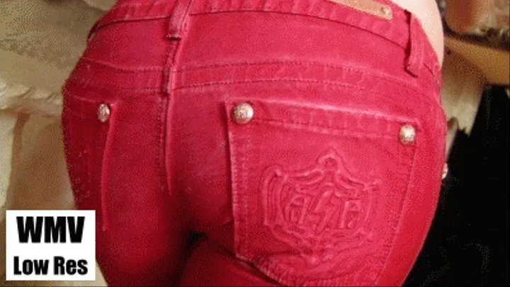 Hot ass in red jeans