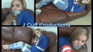 Ashley Jones: Duct tape bound and wrap-around double gagged (Duct tape treatment)
