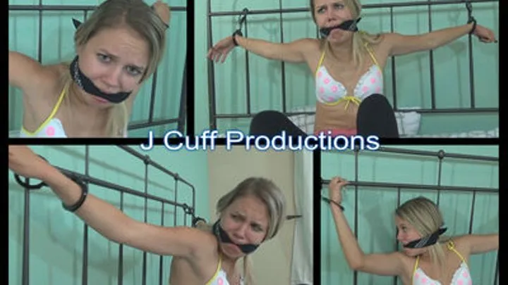 Samantha Thomas: Bed cuffed and cleave gagged (Cuff key challenge #1)