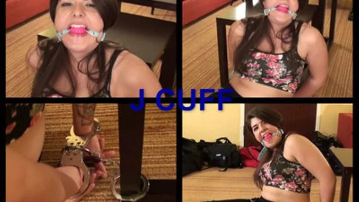 Camilla table cuffed & first time ball gagged