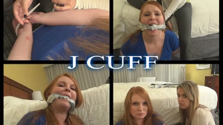 Samantha zip ties, blindfolds and gags Scarlett (on screen)